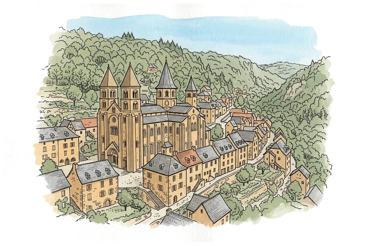 Conques, sur la via Podiensis