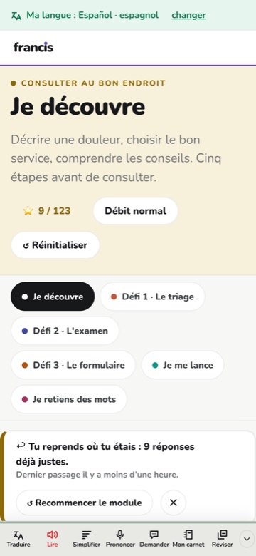 Un module de francis sur un téléphone