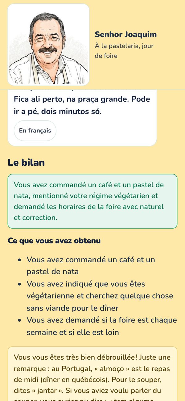 Le bilan en français, à la fin de la conversation