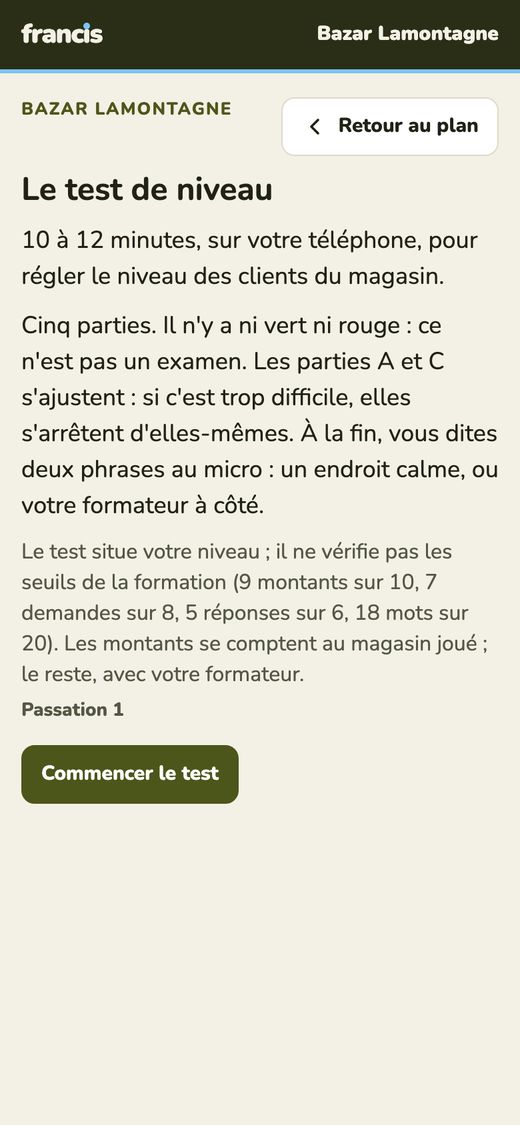 Le test de niveau