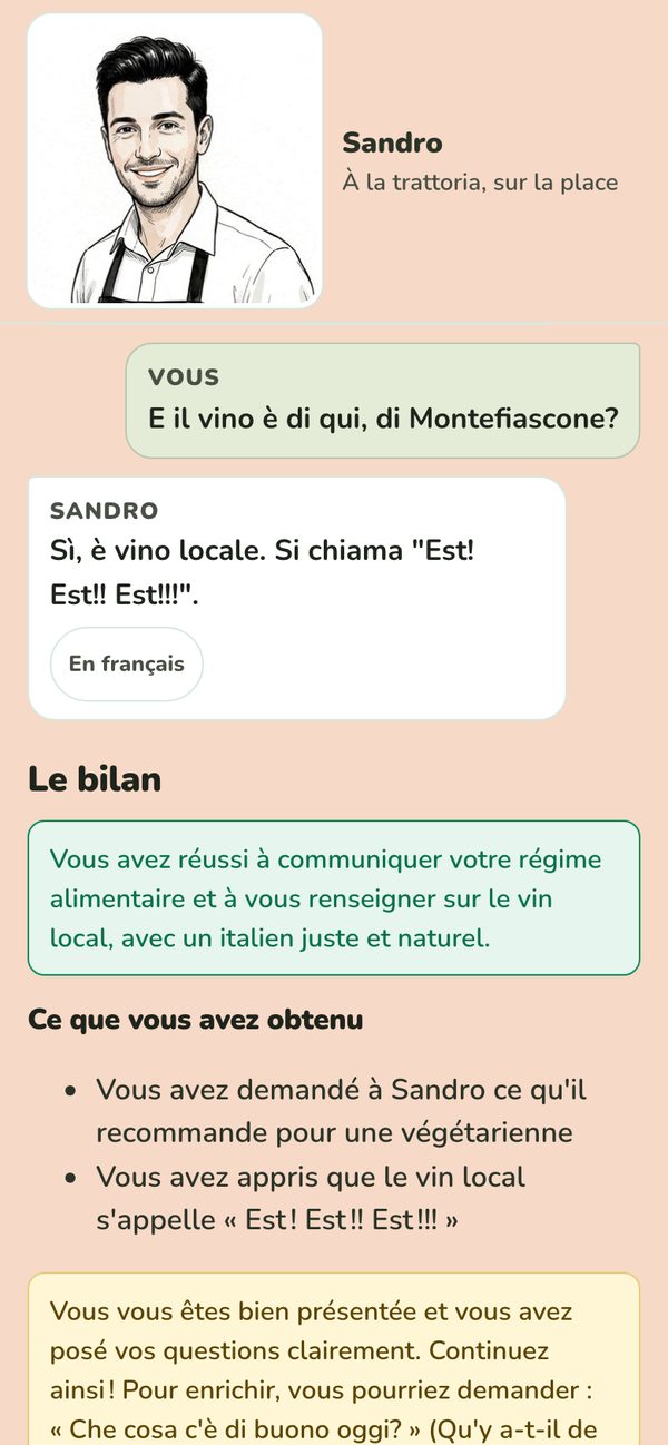 Le bilan en français, à la fin de la conversation
