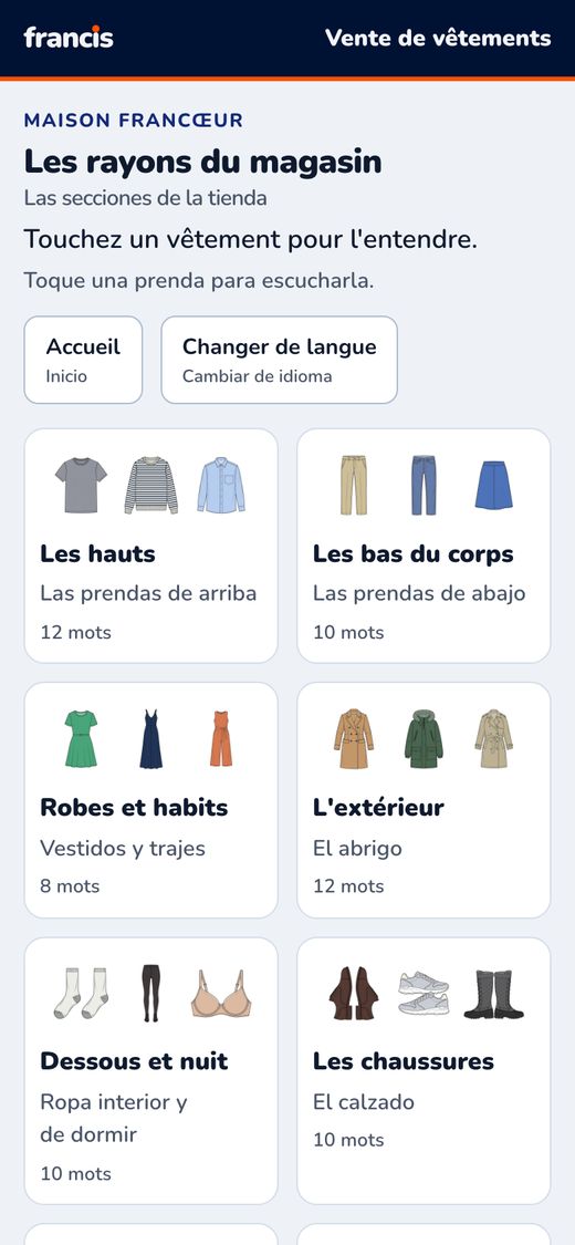 Les rayons du magasin