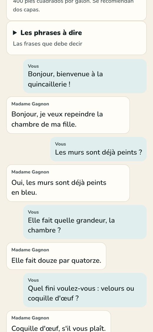 Au comptoir de peinture : Madame Gagnon et l'employé