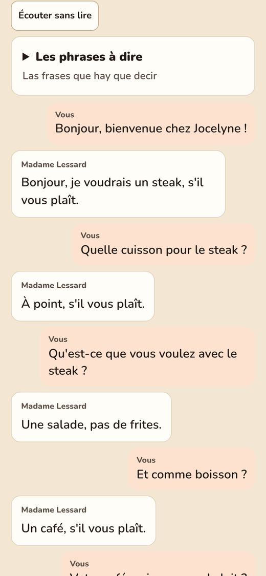 Une commande en salle : Madame Lessard et le serveur